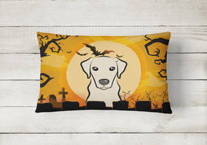 12 in x 16 in  Outdoor Throw Pillow Halloween Yellow Labrador Canvas Fabric Decorative Pillow