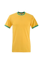 Load image into Gallery viewer, Fruit Of The Loom Mens Ringer Short Sleeve T-Shirt (Sunflower/Kelly Green)