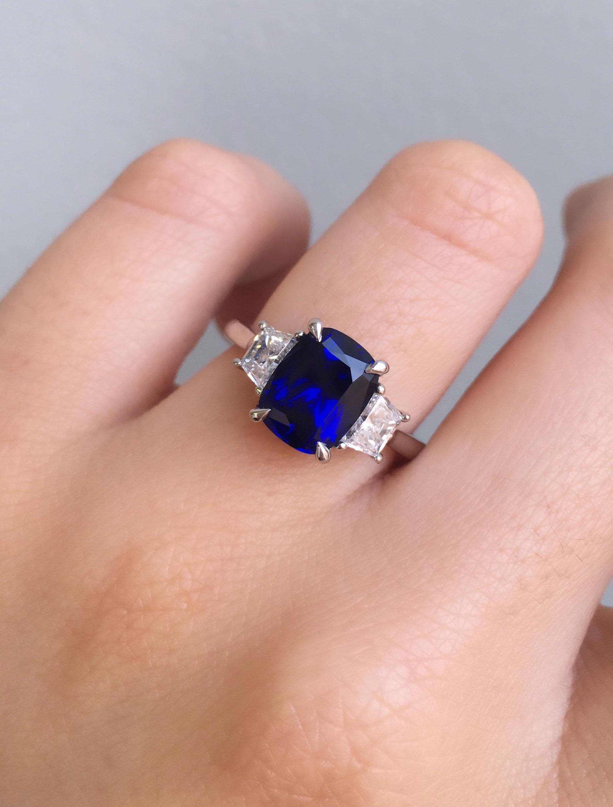 Alamina Lab Created Blue Sapphire  Engagement  Ring  Ken 
