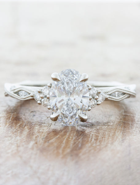 Odelia: Oval Diamond Vintage Inspired Engagement Ring | Ken & Dana
