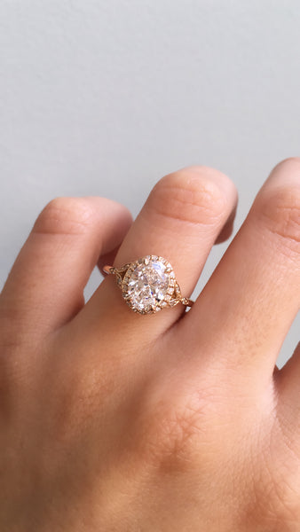 oval engagement ring with wedding band