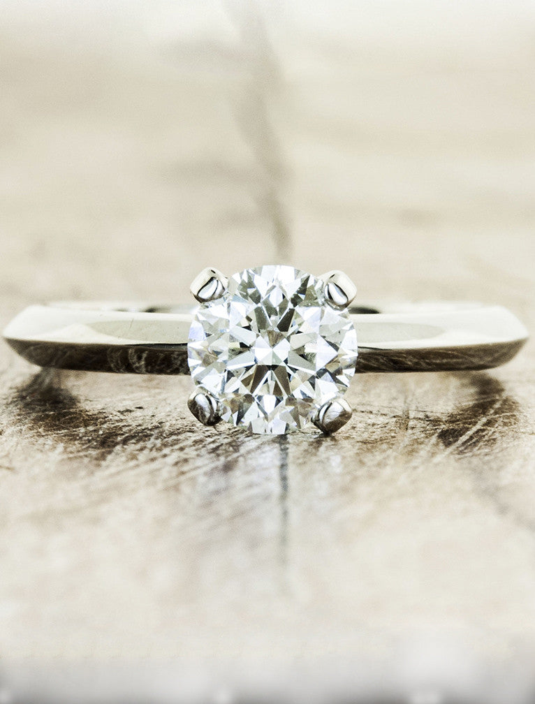 Rasa: Modernist Diamond Solitaire Ring, Knife Edge Band | Ken & Dana