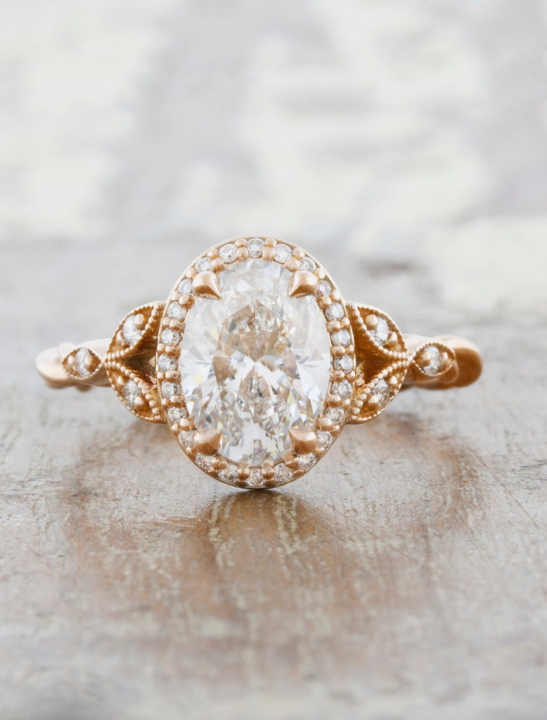 Rachelle: Oval Diamond Rose Gold Engagement Ring | Ken & Dana Design