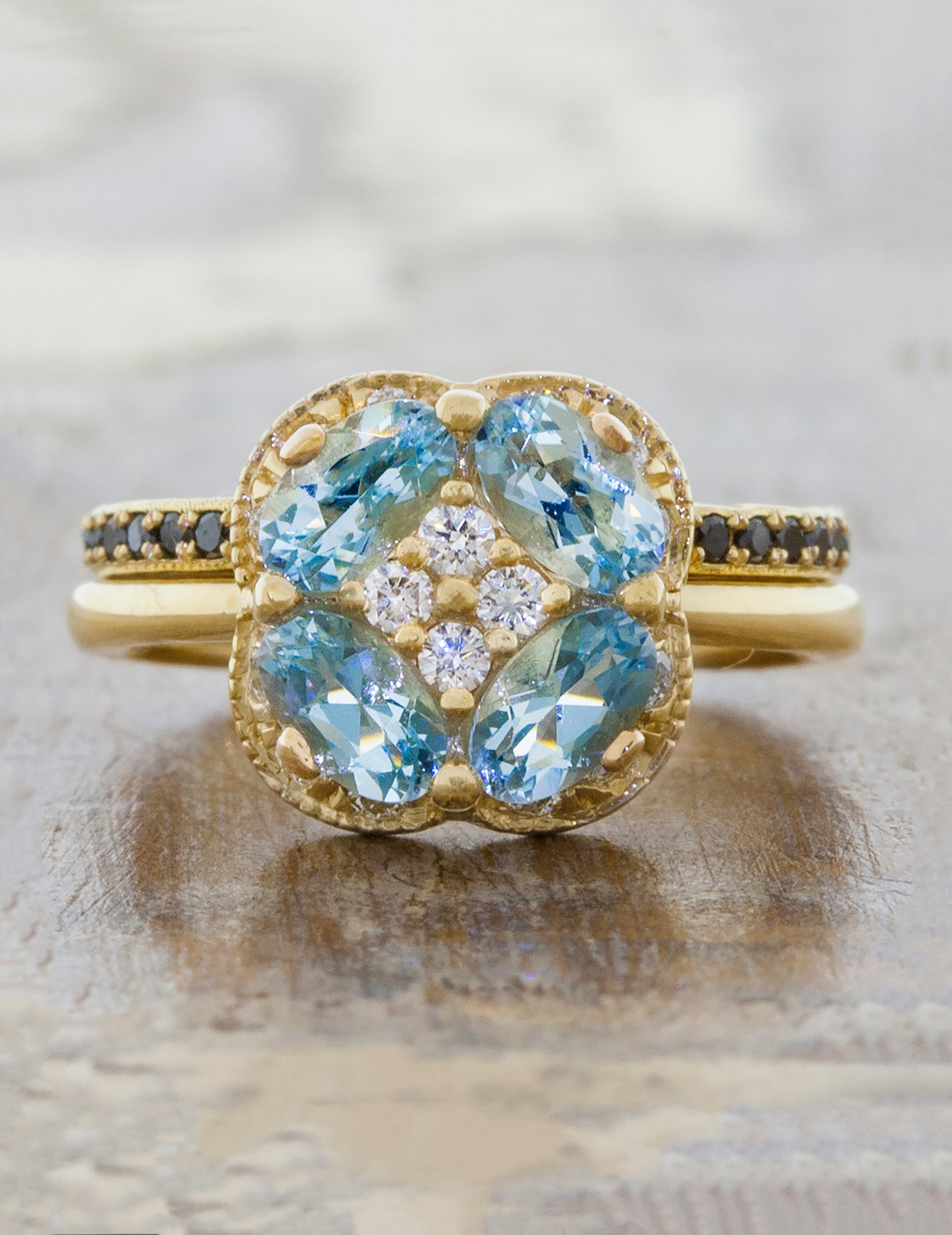 Chloe Aquamarine Tulip And Floral Inspired Engagement Ring Ken And Dana 9638