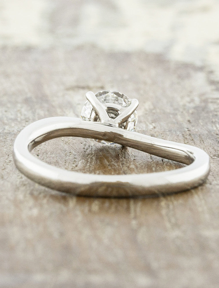 Luka: Wave Band Diamond Solitaire Engagement Ring | Ken & Dana Design