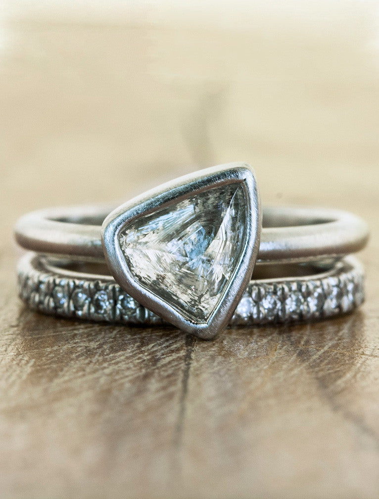 Omie: Organic Shaped Uncut Diamond, Bezel Setting Ring | Ken & Dana