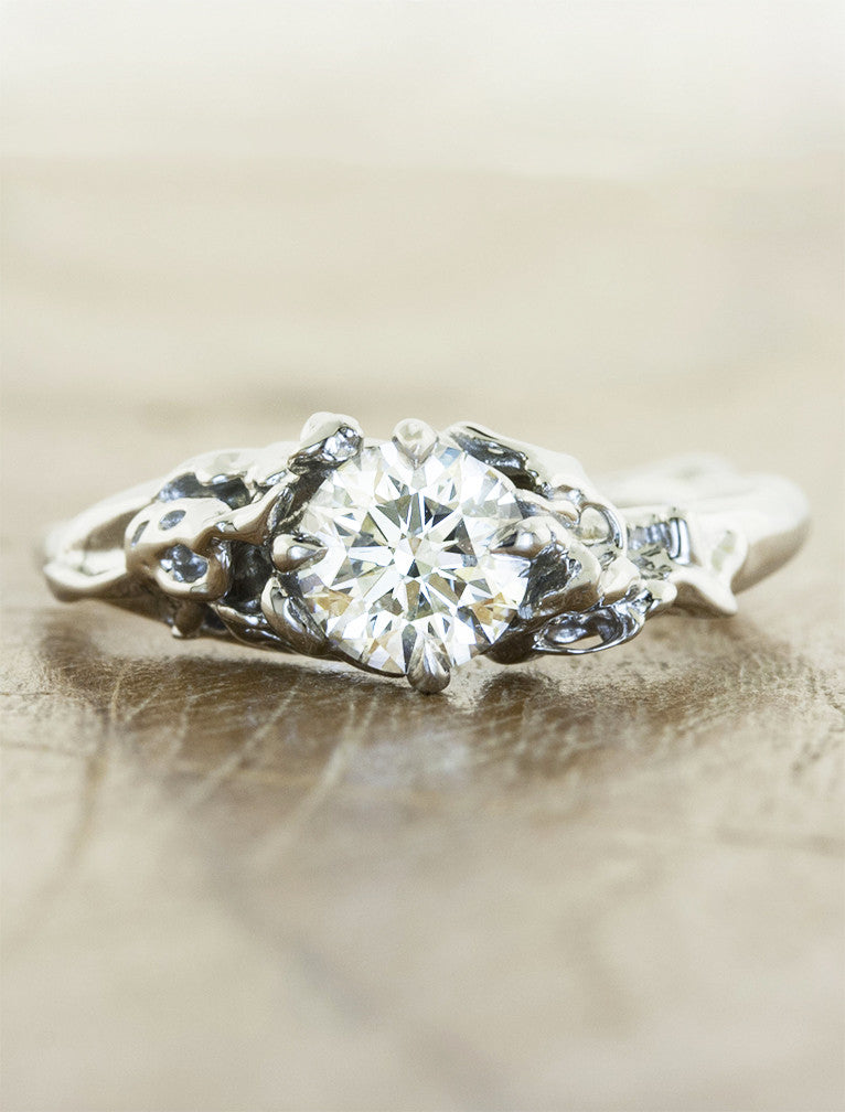 Devi: Rose & Floral Diamond Engagement Ring | Ken & Dana Design