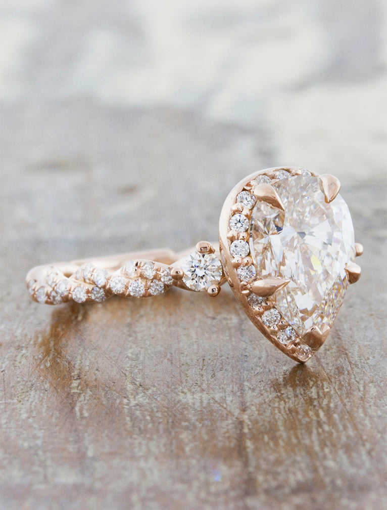 Nolah Pear  Shaped Diamond in Rose  Gold  Twisted Band Ken 