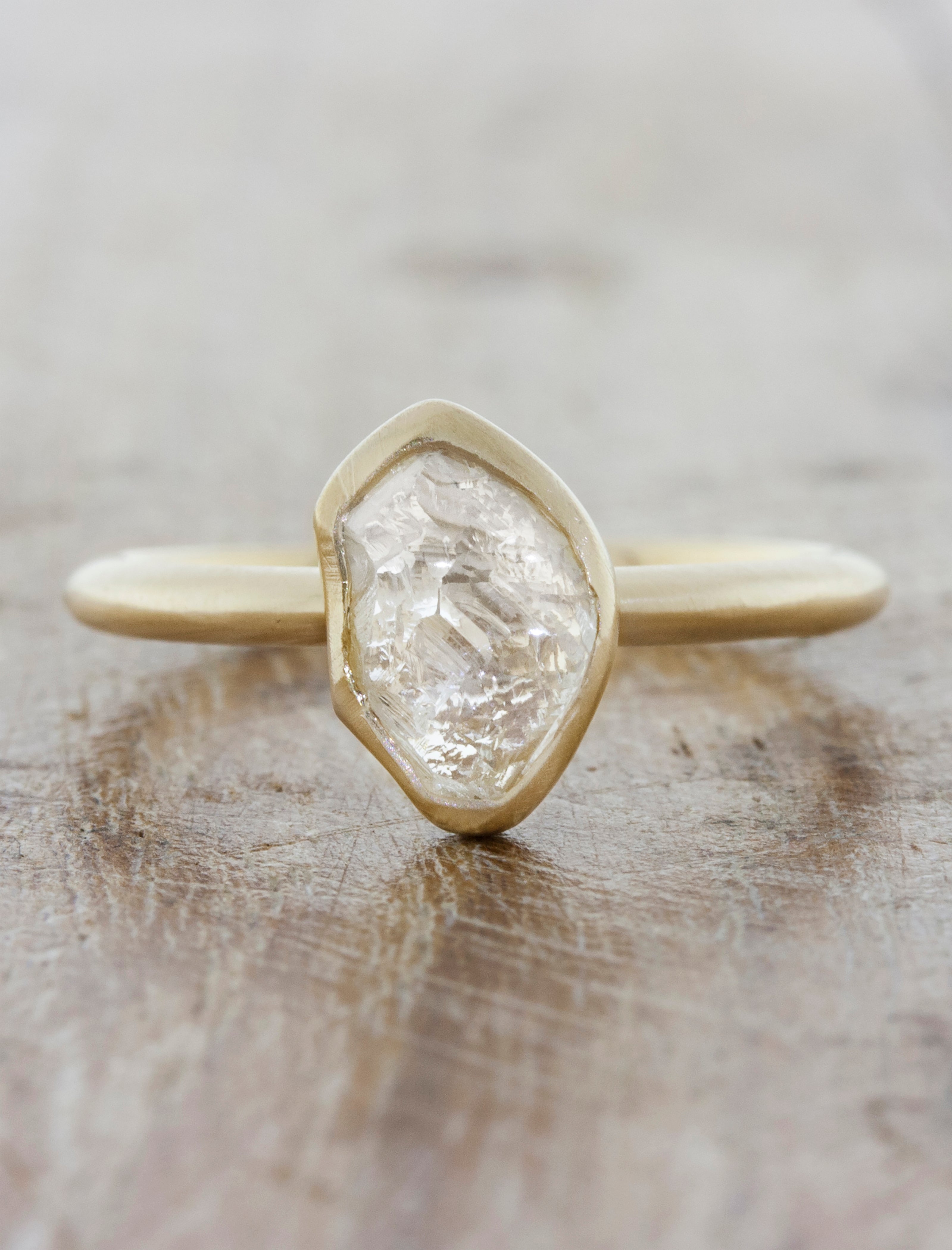 Mettie: Yellow Gold Rose Cut Diamond Bezel Ring | Ken & Dana Design