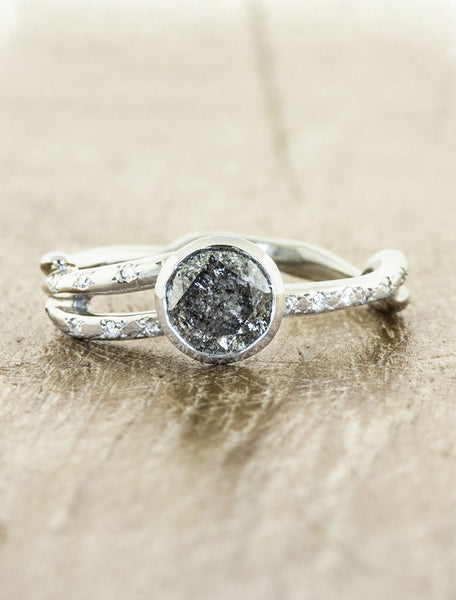 Starly: Halo Set Organic-Inspired Star Shaped Rough Grey Diamond