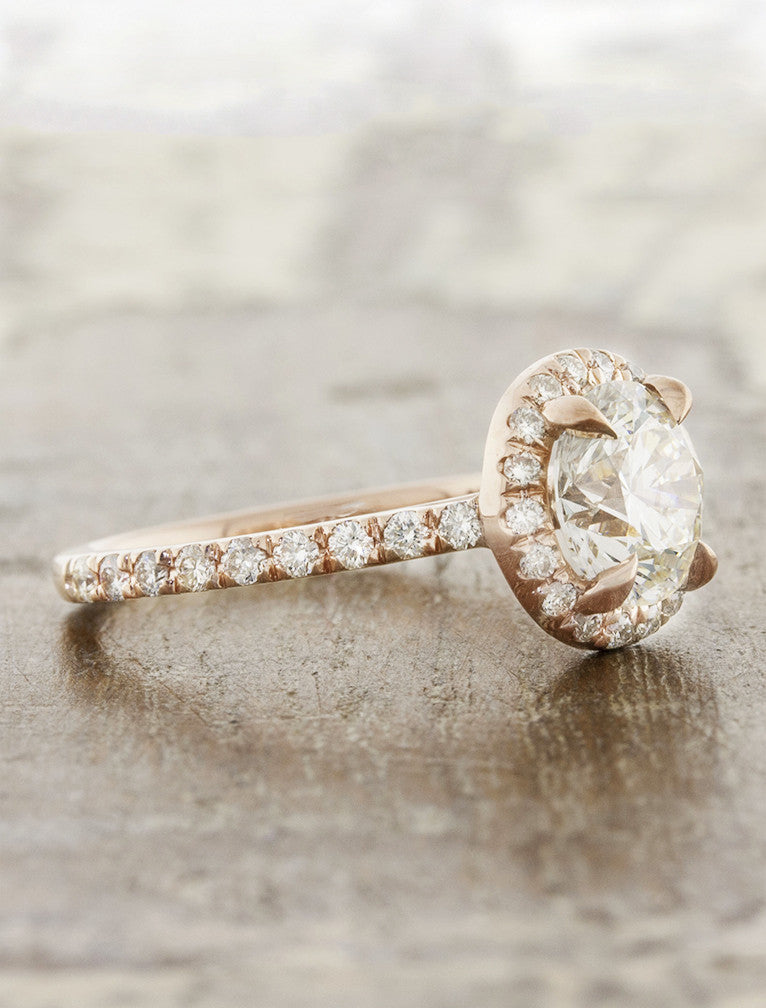Maive: Round Halo Diamond Engagement Ring - Rose Gold | Ken & Dana