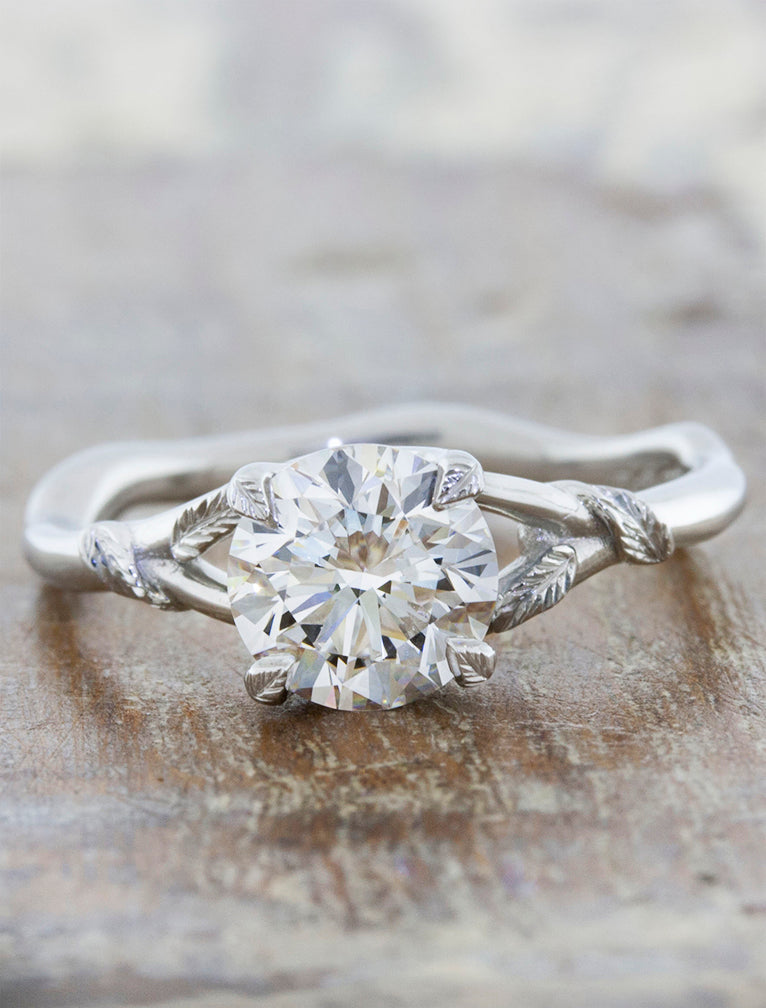 Pembroke Leaf Prong Diamond Engagement  Ring  Rose Gold 