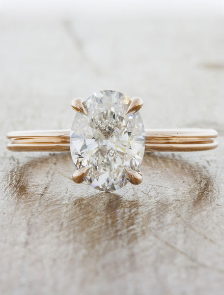 Molly Diamond: Unique Oval Diamond Ring, Rose Gold Double Band | Ken ...