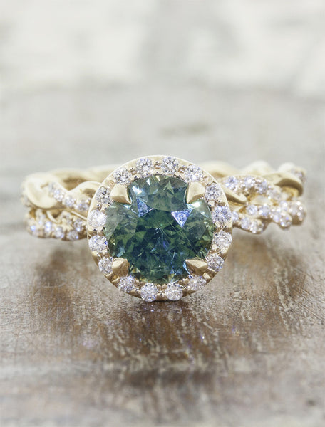 Kari: Rope Band Montana Sapphire Engagement Ring | Ken & Dana Design