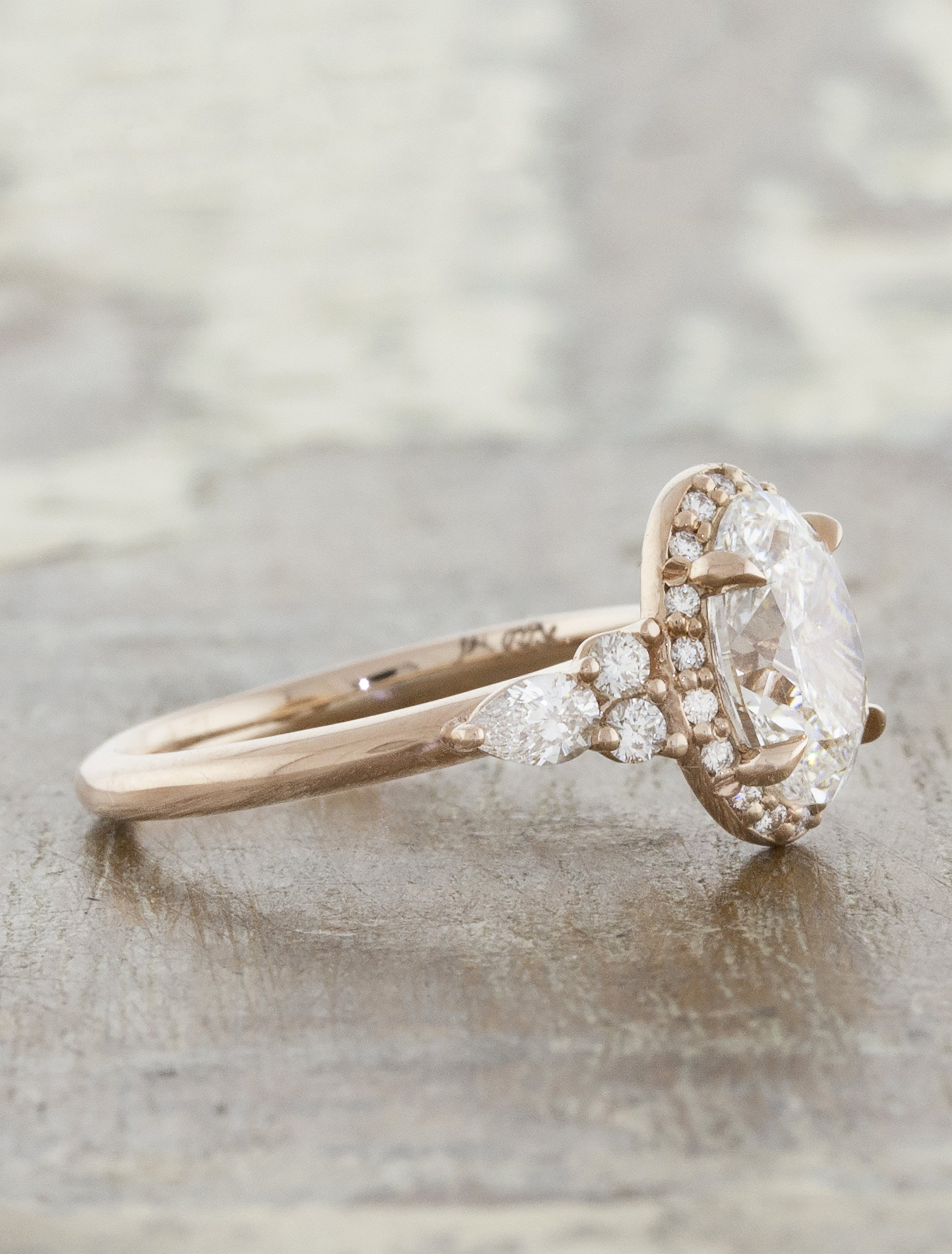 Treblis Three-Ring Stack: Oval Diamond Rose Gold | Ken & Dana