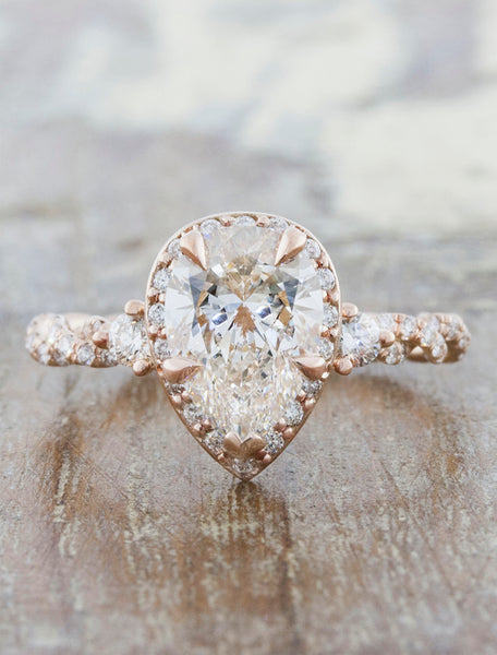 Nolah Pear  Shaped  Diamond in Rose  Gold  Twisted Band Ken 