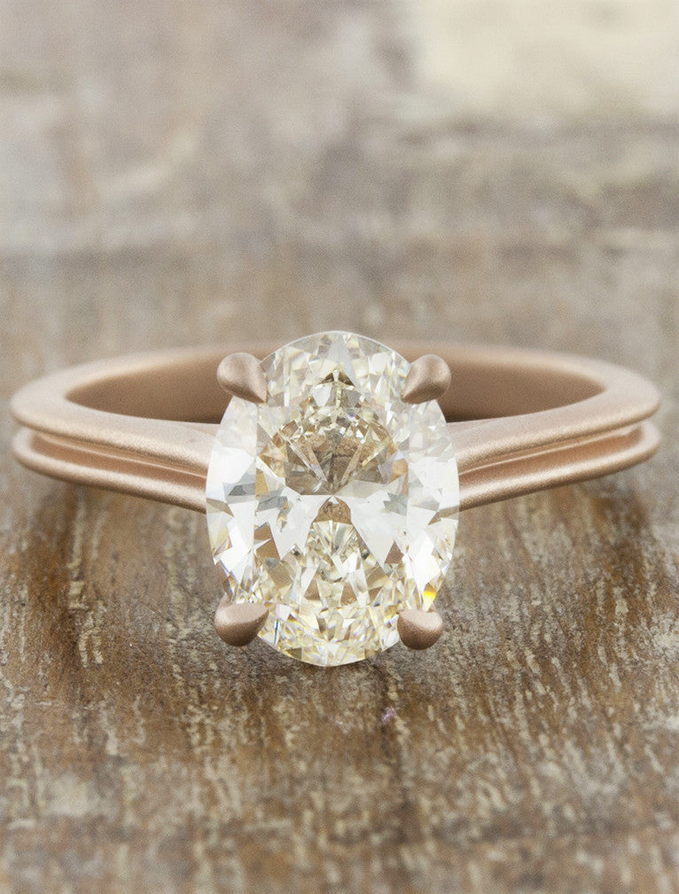 Queenie: Modern Rose Gold, Oval Diamond Ring | Ken & Dana ...