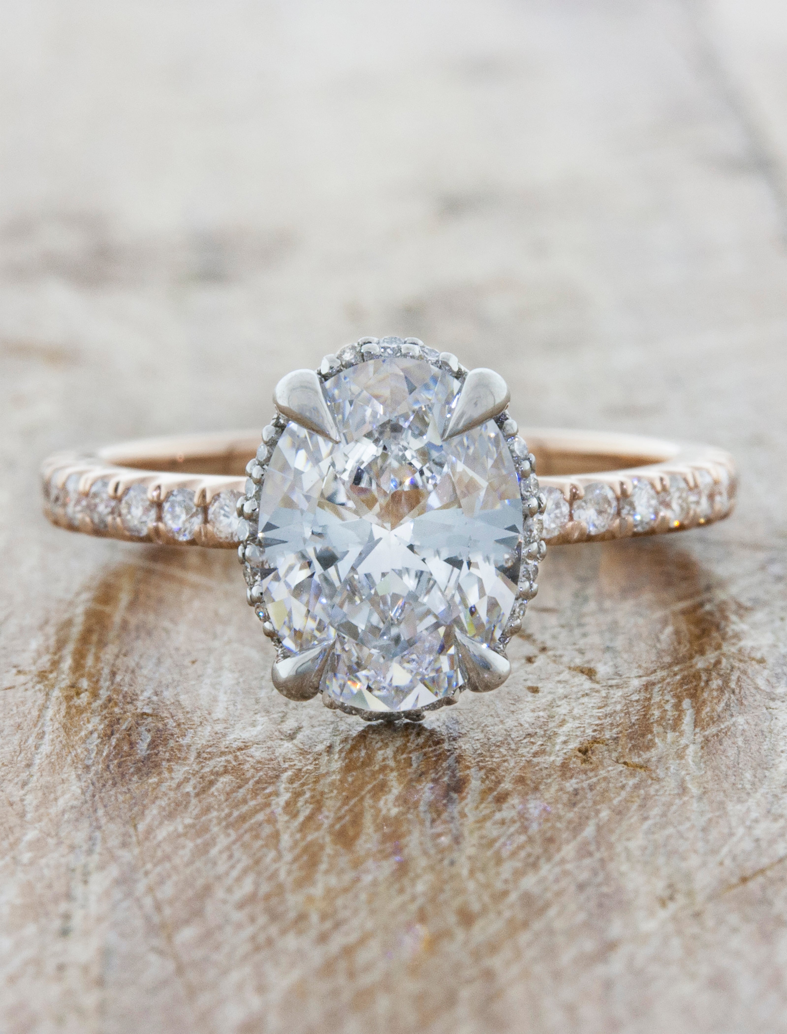 Unique Engagement Rings Rose Gold Oval Diamond Halo Platinum Pave Samanthina F ?v=1605226421