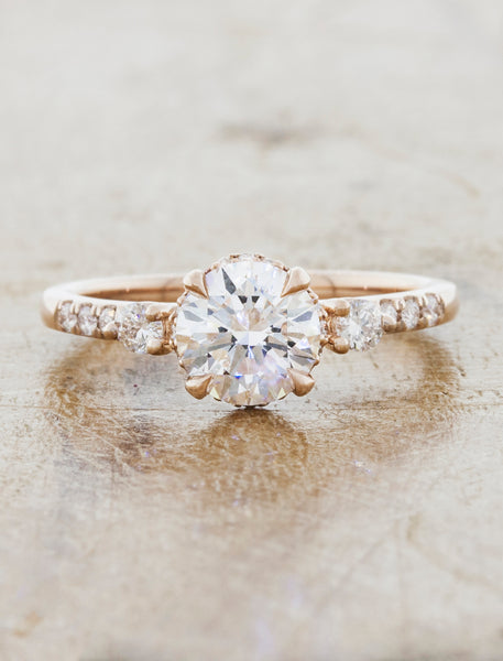 Kate: Modern Oval Diamond Solitaire in Double Gold Band | Ken & Dana