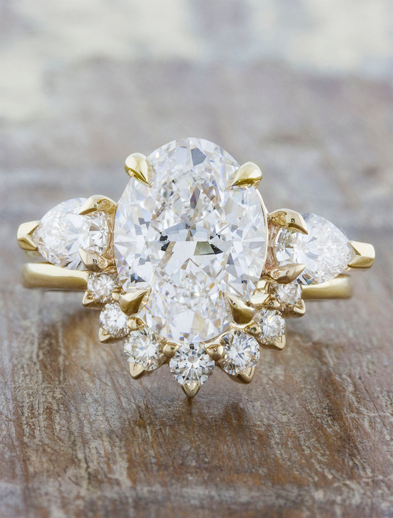 Permelia: Oval Diamond Three Stone Engagement Ring | Ken & Dana Design