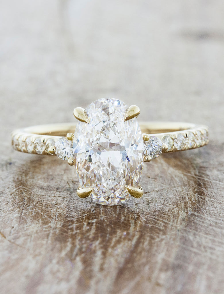Lucia: Oval Diamond Three Stone Engagement Ring | Ken & Dana