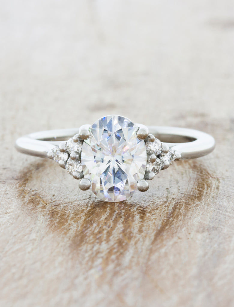 Abigail: Oval-Stone Diamond Ring with Diamond Accents | Ken & Dana