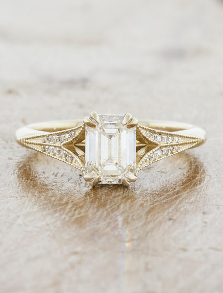 Lexeen: Emerald Diamond Vintage Inspired Engagement Ring | Ken & Dana ...