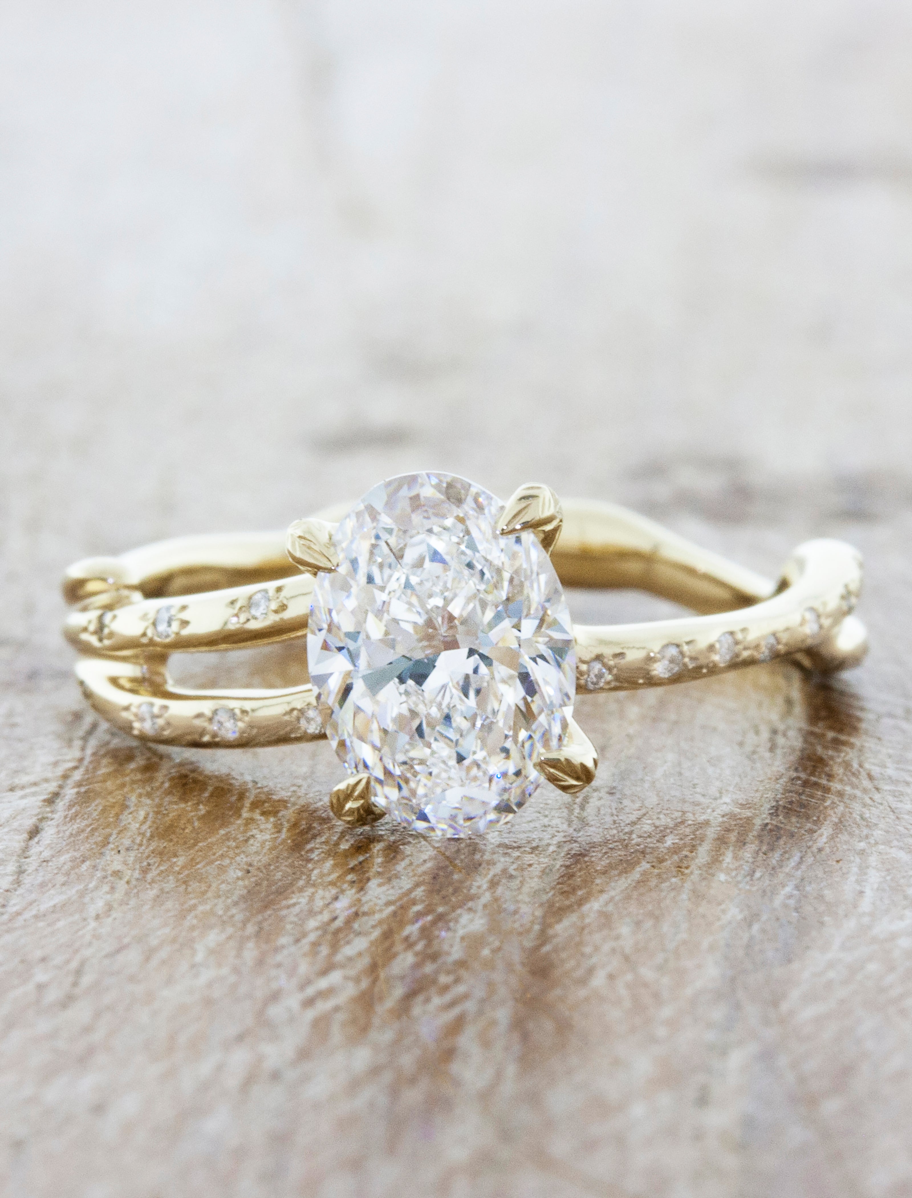 BrieBella: Split Shank Leaf Prong Diamond Ring | Ken & Dana Design