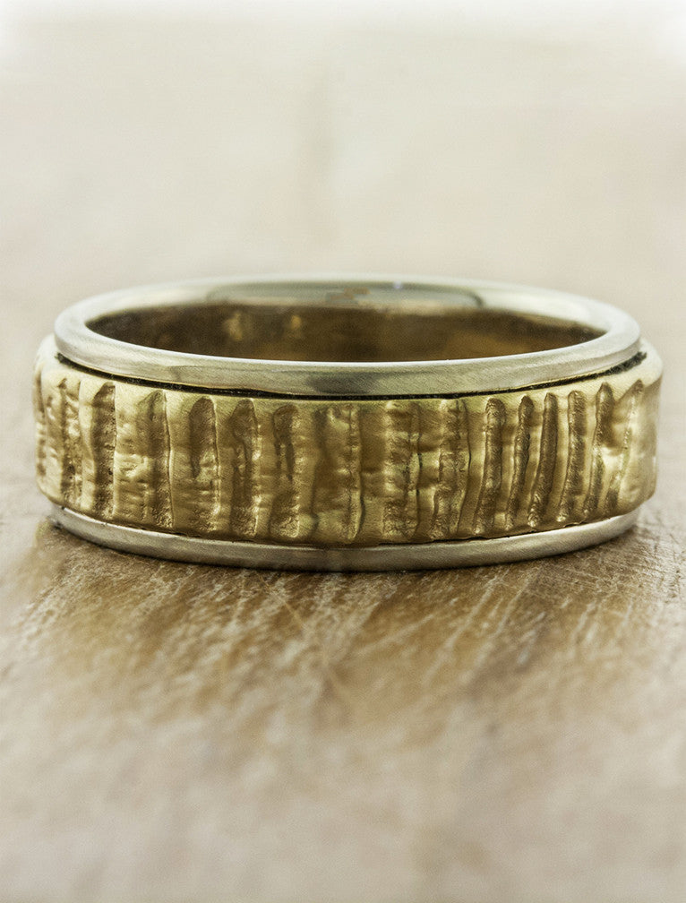 Awu: Textured, Multi-Metal Banded Wedding Ring | Ken & Dana Design