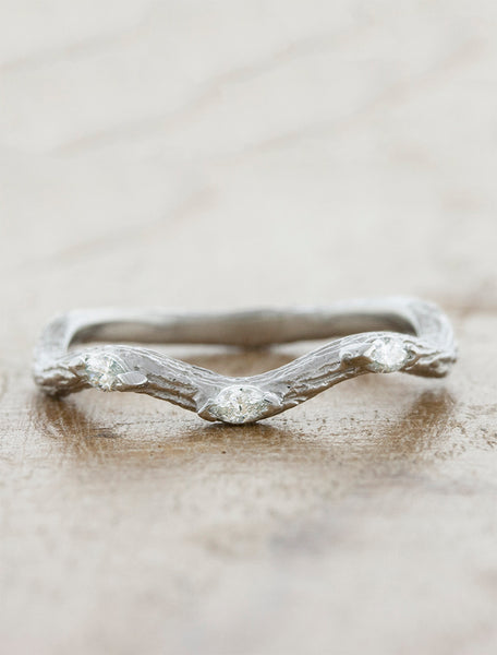 Winter: Wavy Wedding Band With Leaf Details Ken Dana Design