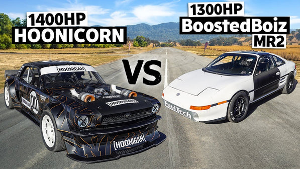 BoostedBoiz 1300hp Toyota MR2 vs Ken Block's AWD 1400hp Mustang // Hoonicorn vs The World 2