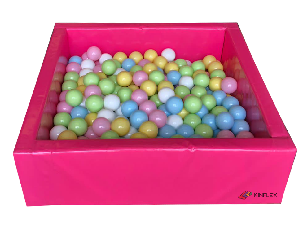 Alberca de pelotas MINI 100 x 100 x 30 cm cuadrada en lona Rosa – KINFLEX  MÉXICO