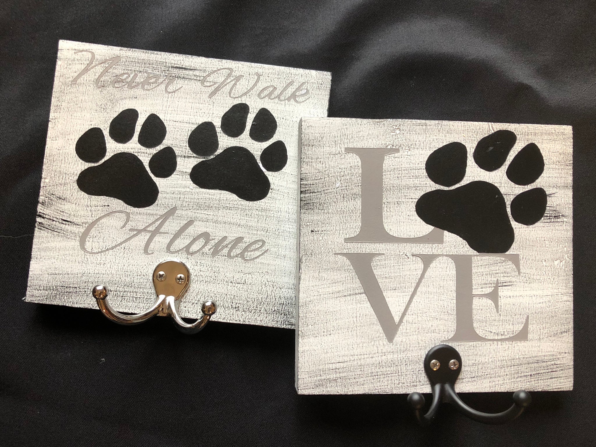 Never Walk Alone Dog Leash Hook Sign Mason Custom Crafts