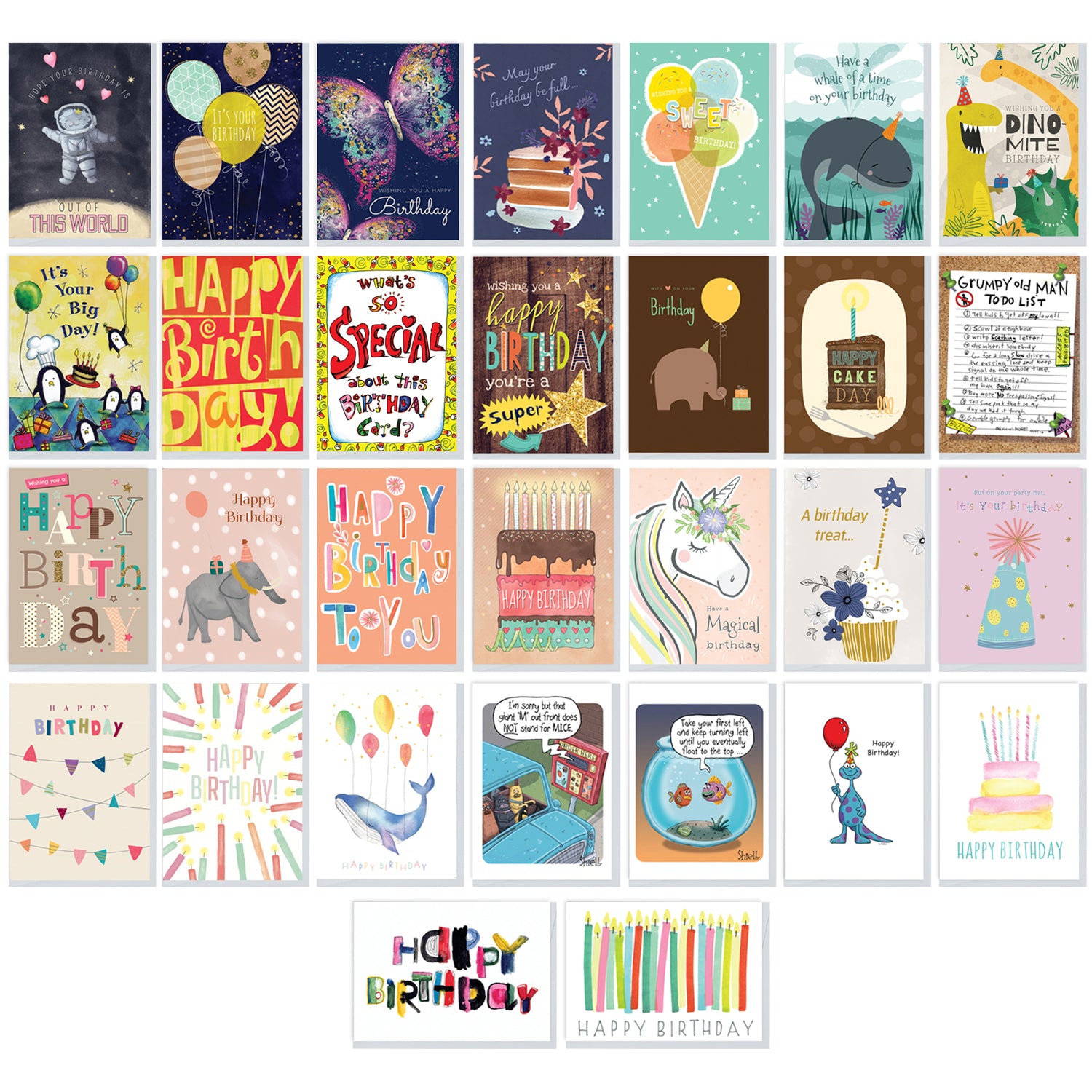 Boxed Birthday Greeting Card Assortment 30 Cards Northern Cards 