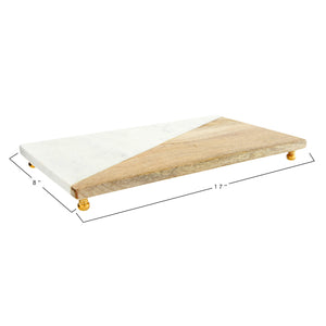 Cutting Board/Serving Tray with Brass Feet