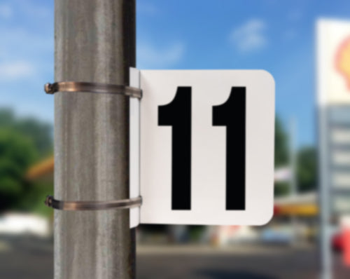 Pump Number Sign- Black on White, "11"