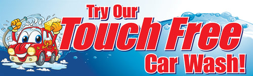Horizontal Banner, 10'w x 3'h- "Touch Free Car Wash"