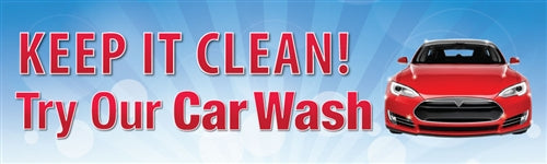 Horizontal Banner, 10'w x 3'h- "Try Our Carwash"