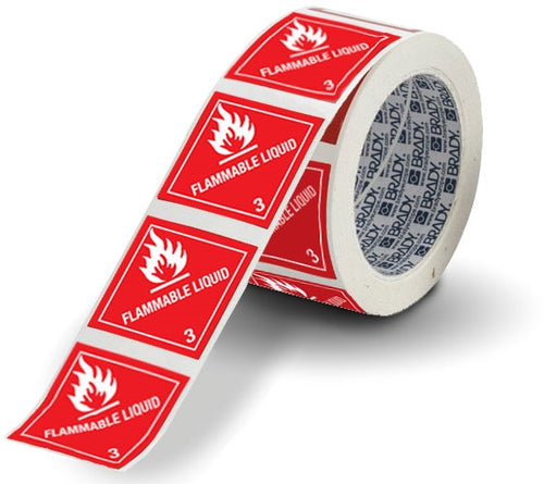 Roll of 500 4" Square Decals- "Flammable Liquid"