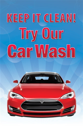Aluminum Two Sided Panel for Flexible Curb Sign "Keep It Clean. Try Our Car Wash"
