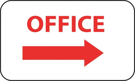 Aluminum Sign- "Office" with Right Arrow