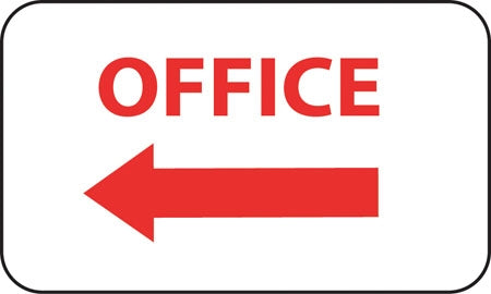 Aluminum Sign- "Office" with Left Arrow