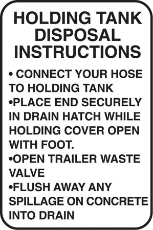 Aluminum Sign- "Holding Tank Disposal Instructions"