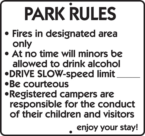 Aluminum sign- "Park Rules"