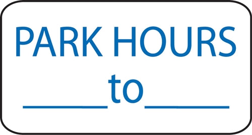 Park Hours- 16"w x 8"h Aluminum Sign