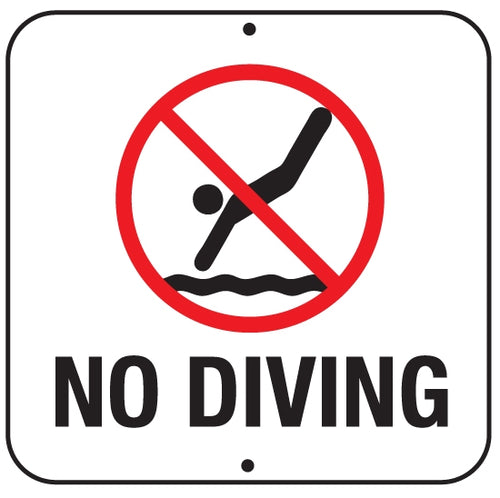 No Diving Allowed- 12"w x 12"h Aluminum Sign