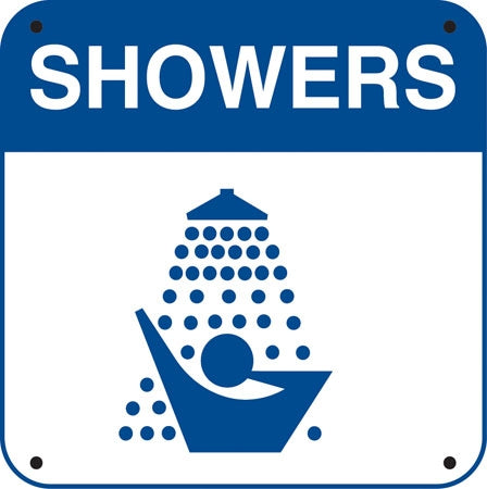 Aluminum Sign- "Showers" and Symbol