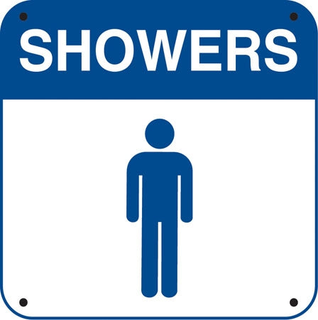 Aluminum Sign- "Showers" and Man Symbol