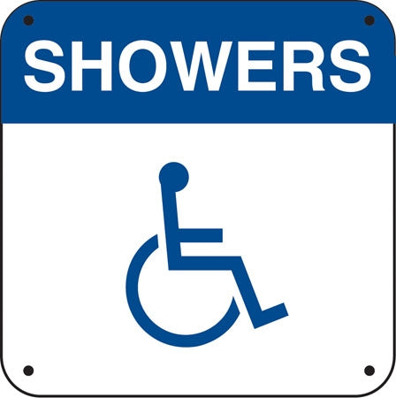 Aluminum Sign- "Showers" and Handicap Symbol