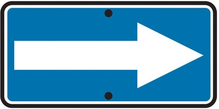 Blue Reversible Arrow Right/Left- 12"w x 6"h Reflective Aluminum Sign